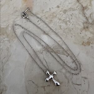 Tiffany & Co. Elsa Peretti Teardrop Cross Pendant Necklace 925 Sterling Silver